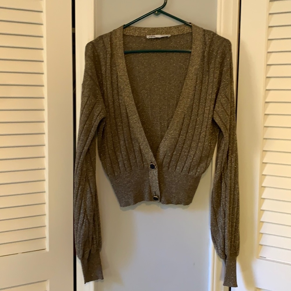 NWOT - Zara - Shimmery Gold Cardigan